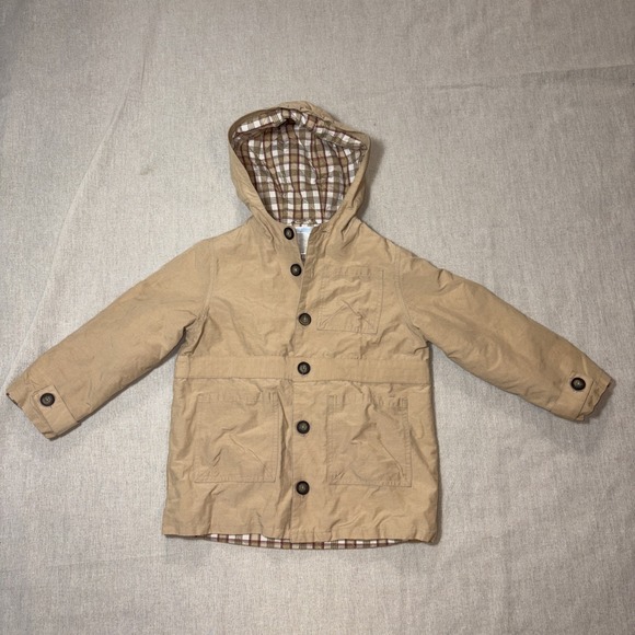 Janie and Jack Other - Janie And Jack Khaki Beige Cotton Jacket Parka Jacket Boys Toddler 4T-5T Neutral